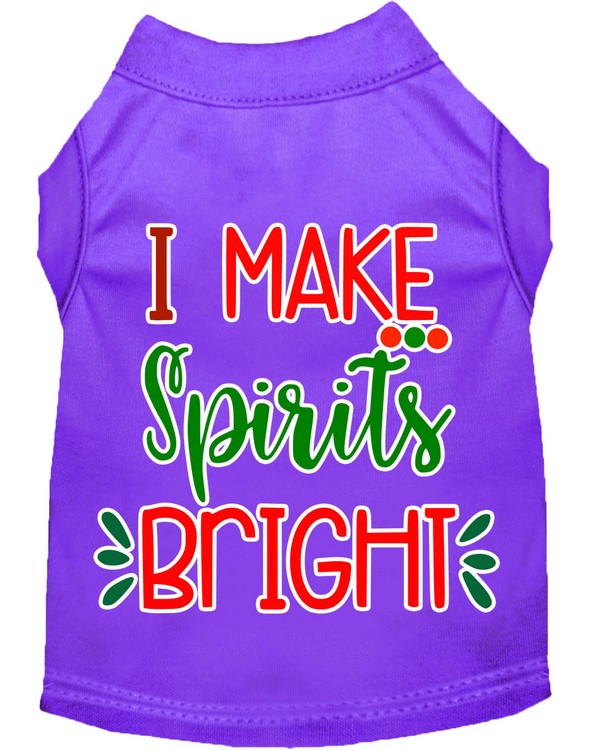 I Make Spirits Bright Screen Print Dog Shirt Purple XXXL